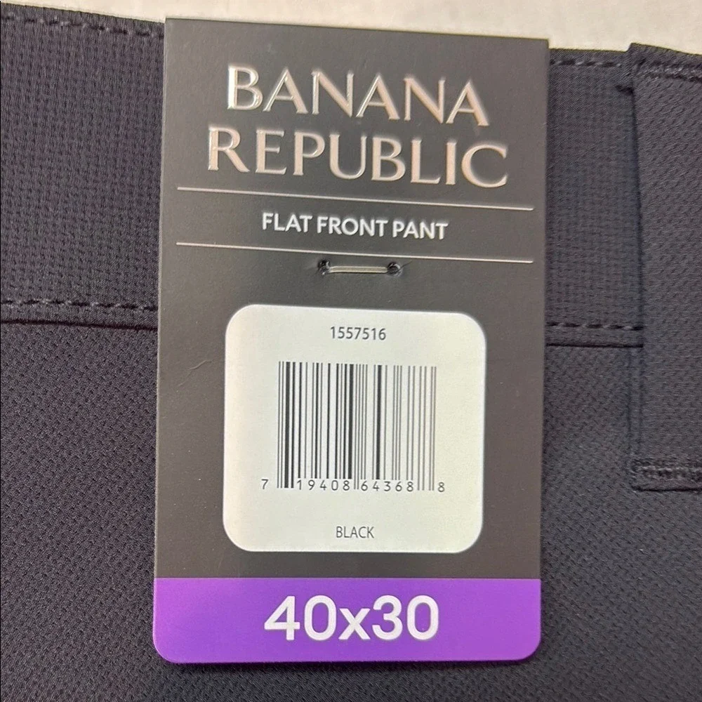 NWT Banana Republic Mens‎ Flat Front Performance Pants Black 40x30